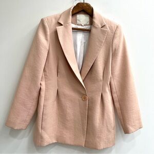 Maje linen blend blazer single-button closure darting structured fit peach tan